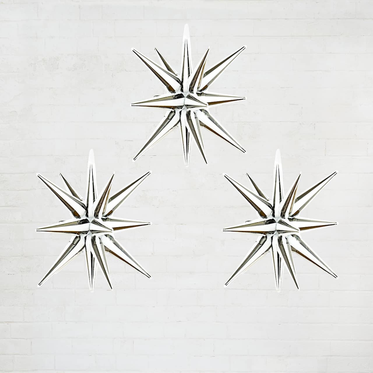 6 Packs: 3 ct. (18 total) 26" Black & White Stripes Starburst Foil Balloons by Celebrate It™